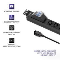 PDU power strip for RACK 19" with CB | 1U | 10A | 8xIEC C13 | 2m