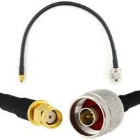 Rangeful RP-SMA Male iki N Male 30cm koaksialinis kabelis — HF240 (atitinka LMR240) HF240-RPSM-NM-0.3