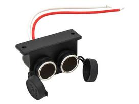 Automobilių ir motociklų prekės, elektronika, navigacija, CB radijas // Automobilių elektronikos komponentai : Montavimo kabeliai : Saugikliai : Jungtys // 97-876# Gniazdo zapalniczki samochodowej 2xhermetyczna12/24v montaż na płaskiej powierzchni