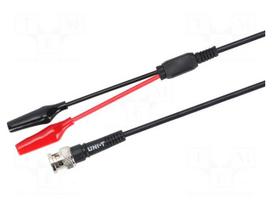 Test lead | 2A | BNC plug,crocodile clip x2 | Len: 1m | black,red