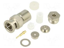 Connector: BNC | plug | male | straight | 50Ω | soldering,clamp | PTFE