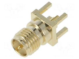 Connector: RP-SMA | socket | male | straight | THT | on PCBs | PTFE