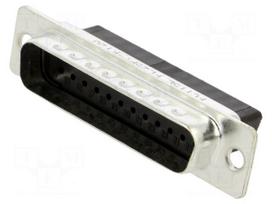 Connector: D-Sub | straight | w/o contacts | black | male | plug | PIN: 25
