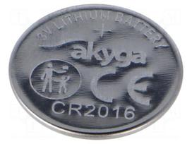 Battery: lithium | CR2016,coin | 3V | 90mAh | non-rechargeable | 1pcs.