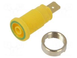 Laboratory connector: 4mm banana | socket | 1kV | 32A | yellow-green