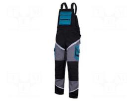 Dungarees | Size: L | black-grey-turquoise | with reflector | 270g/m2