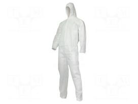 Protective coverall | Size: M | white | with a hood | 50g/m2
