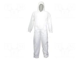 Protective coverall | Size: XXL | white | with a hood | 50g/m2