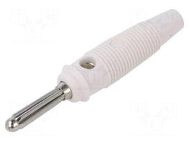 Laboratory connector: 4mm banana | plug | 16A | 60VDC | white | 3mΩ