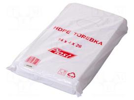 Plastic bag | L: 260mm | Width: 140mm | Thick: 6um | HDPE | transparent