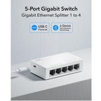 Maršrutizatoriai Cudy  GS105U NetSwitch 5-Port Gigabit Switch USB-C Power IGMP QoS Loop Prevention Black