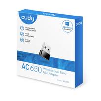 Maršrutizatoriai Cudy  WU650 AirNano AC650 Dual Band WiFi USB Adapter Nano Size USB 2.0 Plug and Play Black
