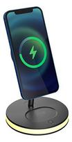3-in-1 magnetinis belaidis įkroviklis DELTACO, telefonas/TWS/laikrodis, LED lemputė / QI-1041