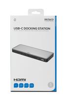 15-in-1 USB-C jungčių stotelė DELTACO, palaiko 3 ekranus, 2x HDMI, DP, USB-C, USB-A, RJ45, SD / USBC-HDMI29 / 1902424