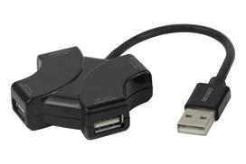 USB-A šakotuvas DELTACO, 480Mbps, 4x USB-A, juodas / UH-737 / 1902569