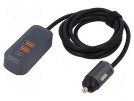 USB power supply | USB A socket x2,USB C socket | 100W | grey | 1.5m