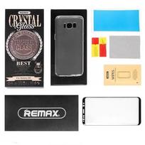 Remax Crystal 2in1 Set Black Full Face 0.2mm Tempered Glass + Transparent 0.3mm back case Samsung G955 Galaxy S8 Plus / S8+