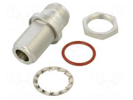 Coupler | straight | 50Ω | gold-plated | PTFE | N socket,both sides