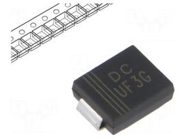 Diode: rectifying | SMD | 400V | 3A | 50ns | SMC | Ufmax: 1.3V | Ifsm: 100A