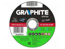 Cutting wheel | Ø: 125mm | Disc thick: 1.6mm | Holder: assembly hole