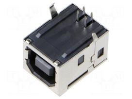 Connector: USB B | socket | THT | PIN: 4 | angled 90° | USB 2.0 | 1.5A