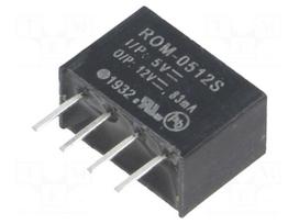 Converter: DC/DC | 1W | Uin: 4.5÷5.5VDC | Uout: 12VDC | Iout: 83mA | SIP4