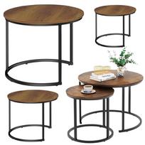 Produktai namams ir sodui // Įvairūs namų ir buities priedai // Zestaw Okrągłe Stoliki Kawowe 3w1 Vintage Naturalne Drewno 51cm 40cm 30cm