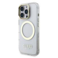 Guess IML Gold Outline Stand Camera Frame MagSafe Case for Apple iPhone 16 Pro Max
