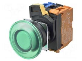 Switch: push-button | 22mm | Stabl.pos: 2 | NO | green | LED | IP66 | A22NL