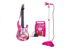 Garso sistemos ir priedai // Muzikos instrumentai // Gitara z Mikrofonem Strunami Wzmacniaczem Różowa