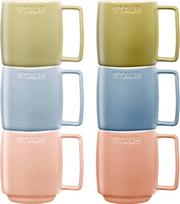 Set of 6 Ceramic Mugs - Multicolor, 350 ml