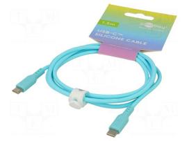 Cable | USB 2.0 | USB C plug,both sides | 1.5m | turquoise | silicone