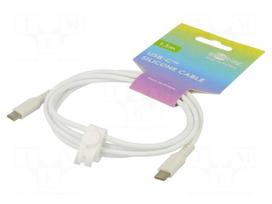 Cable | USB 2.0 | USB C plug,both sides | 1.5m | white | silicone | 60W