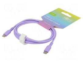 Cable | USB 2.0 | USB C plug,both sides | 1.5m | violet | silicone