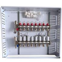 Grindinio šildymo kolektorius 8 kontūrų su terminėmis pavaromis NC AC230V ir debitomačiais