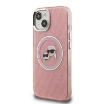 Karl Lagerfeld IML K&CH Heads Repeated Logo MagSafe Case for iPhone 15 Pink