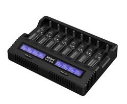 Prof. VC8S įkroviklis/analizatorius | 8 kanalai | Li-ion/Ni-MH/LiFePO4, talpos testas, USB-C
