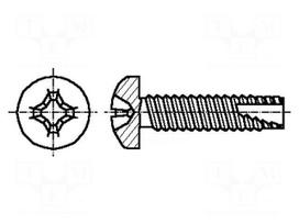 Screw | for metal | 5x10 | Head: cheese head | Phillips | PH2 | zinc