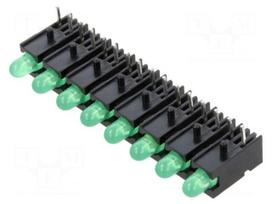 LED | in housing | 2.8mm | No.of diodes: 8 | green | 20mA | 40° | λd: 568nm