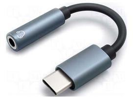 Cable | Jack 3.5mm socket,USB C plug | 0.1m | black