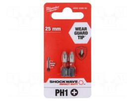 Screwdriver bit | Phillips | PH1 | Kind: impact | Overall len: 25mm