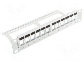 Patch panel | Keystone | RACK | white | rack 10" | Number of ports: 12