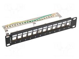 Patch panel | Keystone | black | Number of ports: 12 | 10" | rack 10"