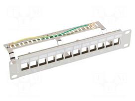 Patch panel | Keystone | white | Number of ports: 12 | 10" | rack 10"