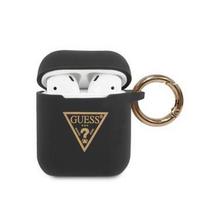 Dėklai ausinėms Guess - AirPods Guess Triangle Silicone Case Black