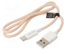 Cable | USB 2.0 | USB A plug,USB C plug | 500mm | pink | 480Mbps | 60W