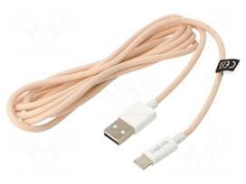 Cable | USB 2.0 | USB A plug,USB C plug | 1.5m | pink | 480Mbps | 60W | 3A