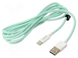 Cable | USB 2.0 | USB A plug,USB C plug | 1.5m | green | 480Mbps | 60W