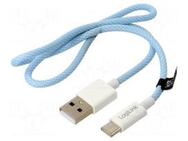Cable | USB 2.0 | USB A plug,USB C plug | 500mm | blue | 480Mbps | 60W
