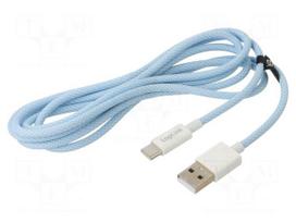 Cable | USB 2.0 | USB A plug,USB C plug | 1.5m | blue | 480Mbps | 60W | 3A